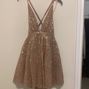 Rose gold sequin dress